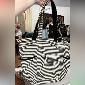 Large Black and White Stripped Tote